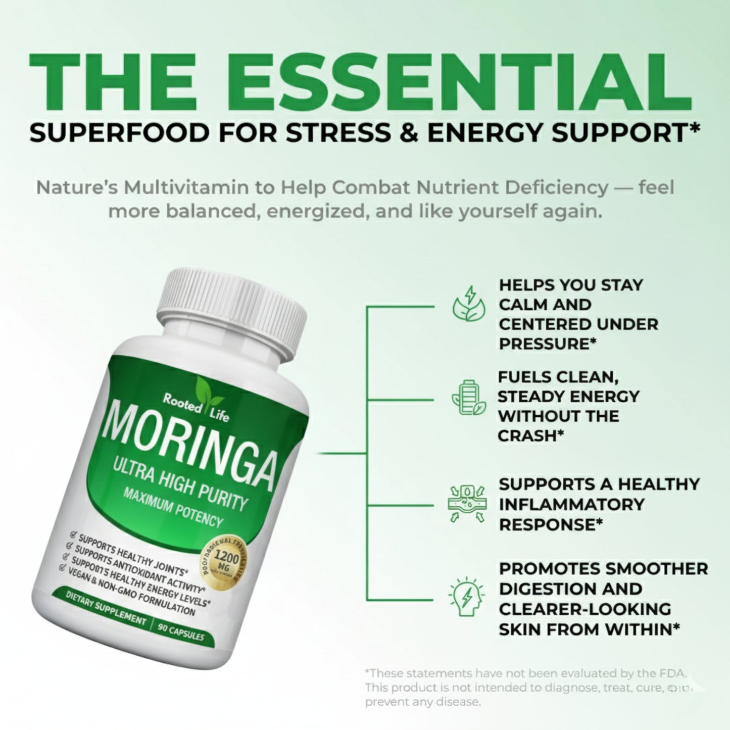 Rooted Life Moringa - Naturally Restores Energy with 92 Essential Nutrients
