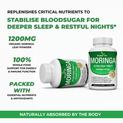Rooted Life Moringa - Naturally Stabilises Blood Sugar To Sleep Through The Night Again