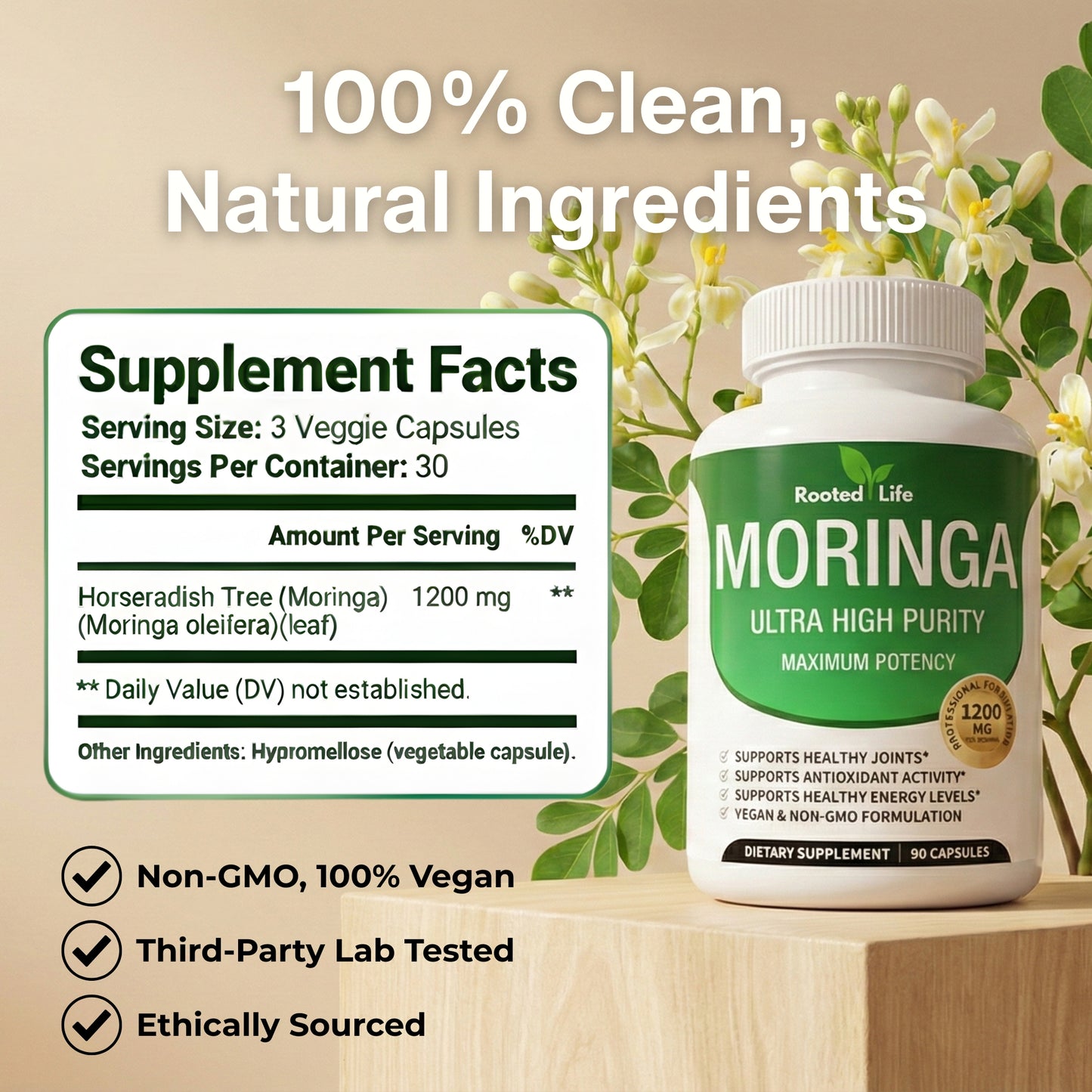 Rooted Life Moringa - Naturally Restores Energy with 92 Essential Nutrients